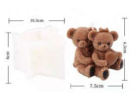 Molde silicona 2 ositos abrazados con corazon